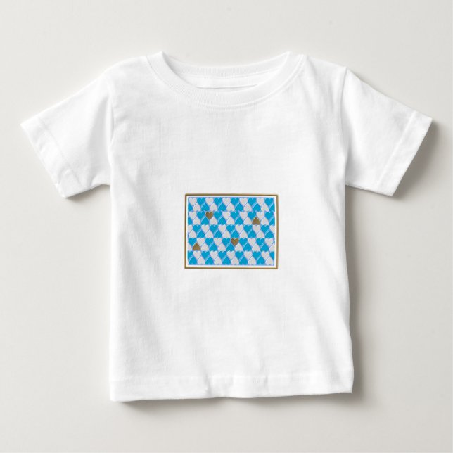 Camiseta De Bebé Patrón bávaro azul y blanco. (Anverso)