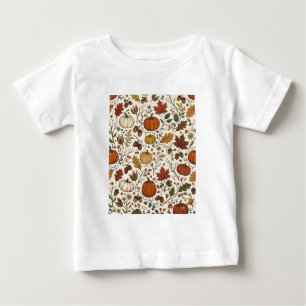 Camiseta De Bebé Patrón Botánico de Cosecha de Otoño – Calabazas,