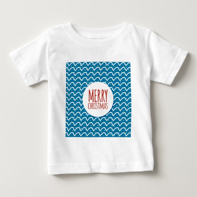 Camiseta De Bebé Patrón continuo de Feliz Navidad textura azul (Anverso)