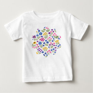 Camiseta De Bebé Patrón continuo de flores silvestres minimalista e