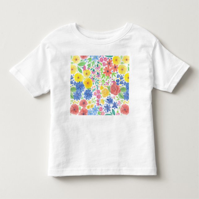 Camiseta De Bebé Patrón de acuarela floral (Anverso)