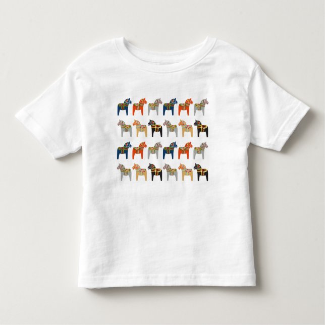 Camiseta De Bebé Patrón de arte folclórico sueco Dala Horse (Anverso)