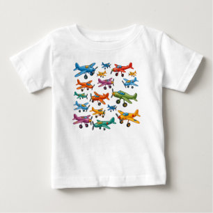Camiseta De Bebé Patrón de Aviones Antiguos Coloridos – Aviación Re