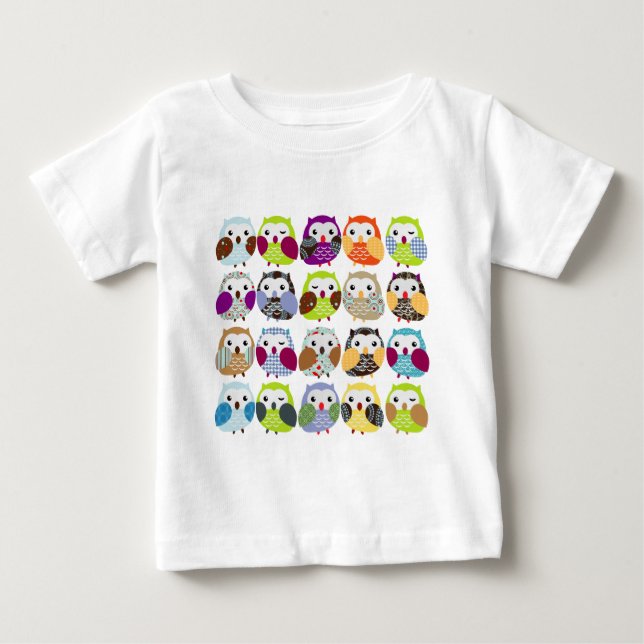 Camiseta De Bebé Patrón de búho colorido (Anverso)