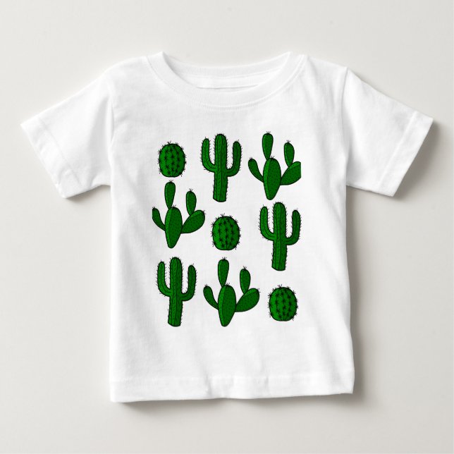 Camiseta De Bebé Patrón de cactus - transparente (Anverso)