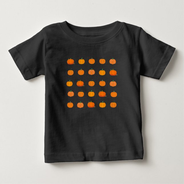 Camiseta De Bebé Patrón de Calabazas Naranjas (Anverso)