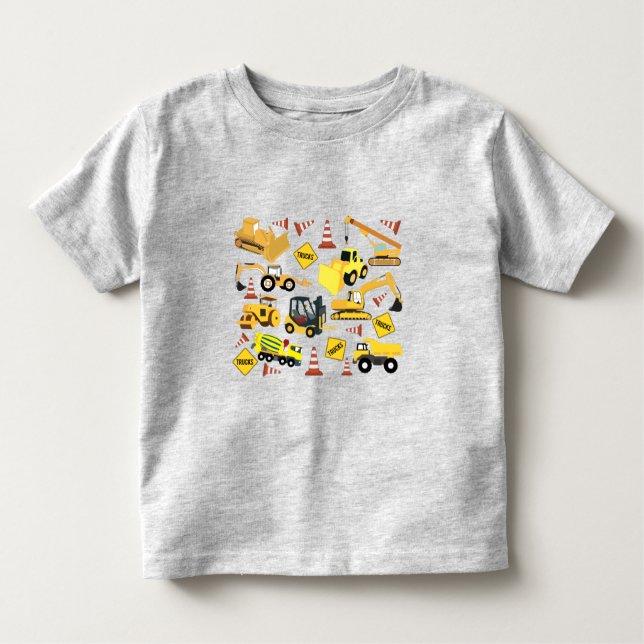 Camiseta De Bebé Patrón de camiones de construcción (Anverso)