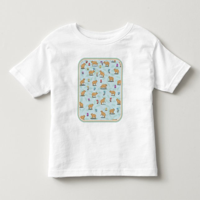 Camiseta De Bebé Patrón de capibara y hongos (Anverso)