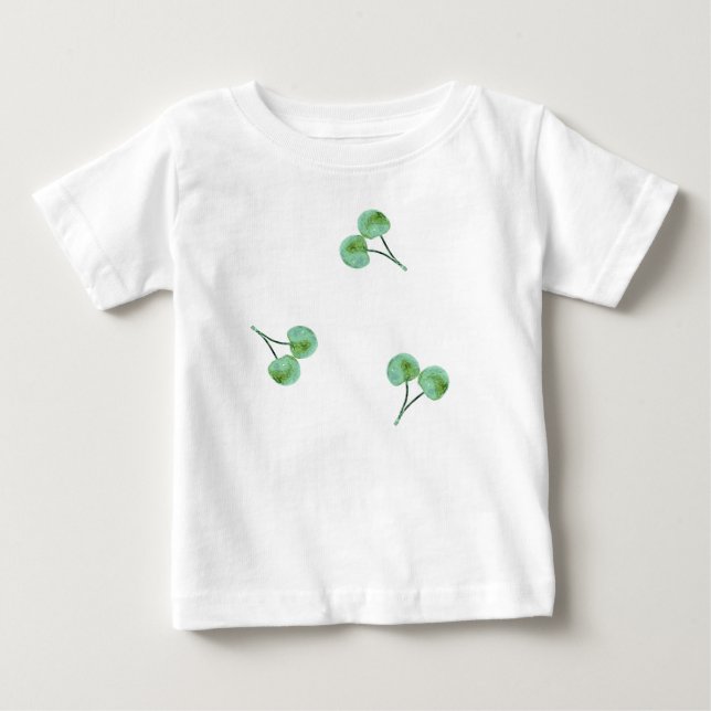 Camiseta De Bebé Patrón de cerezas verdes (Anverso)