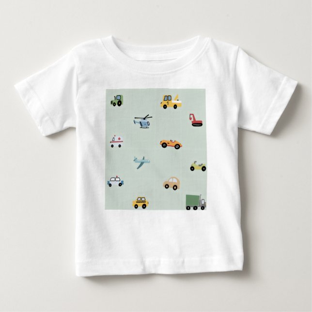 Camiseta De Bebé Patrón de coche de transporte lindo para niños (Anverso)