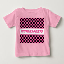 Camiseta De Bebé Patrón de cuadros rosa y negro para niñas