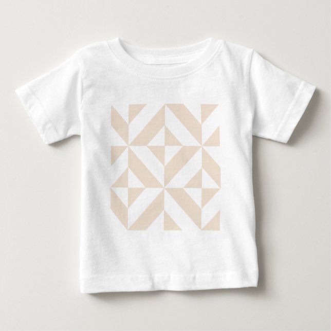 Camiseta De Bebé Patrón de cubo de deco geométrico amarillo pálido (Anverso)