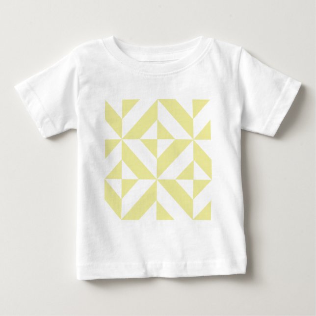 Camiseta De Bebé Patrón de cubo de deco geométrico amarillo pálido (Anverso)