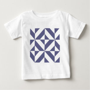 Camiseta De Bebé Patrón de cubo de deco geométrico azul de medianoc