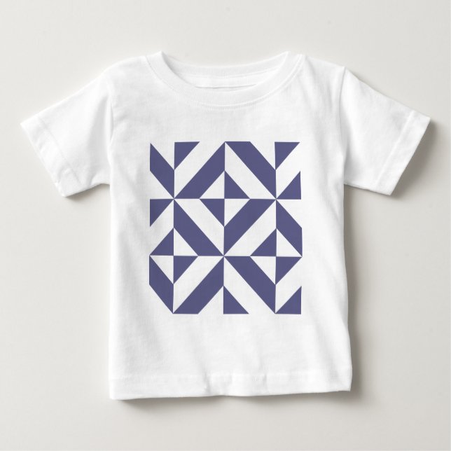 Camiseta De Bebé Patrón de cubo de deco geométrico azul de medianoc (Anverso)