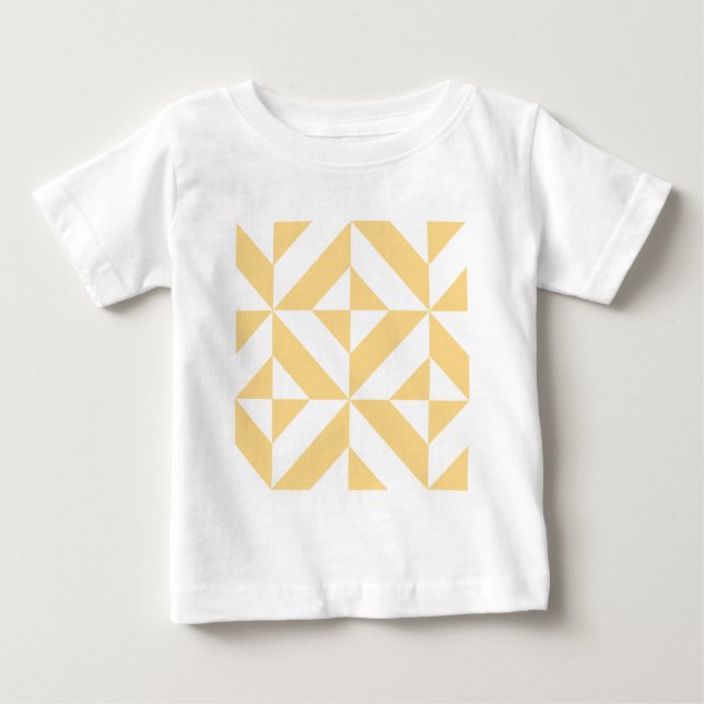Camiseta De Bebé Patrón de cubo de deco geométrico de melón pálido (Anverso)