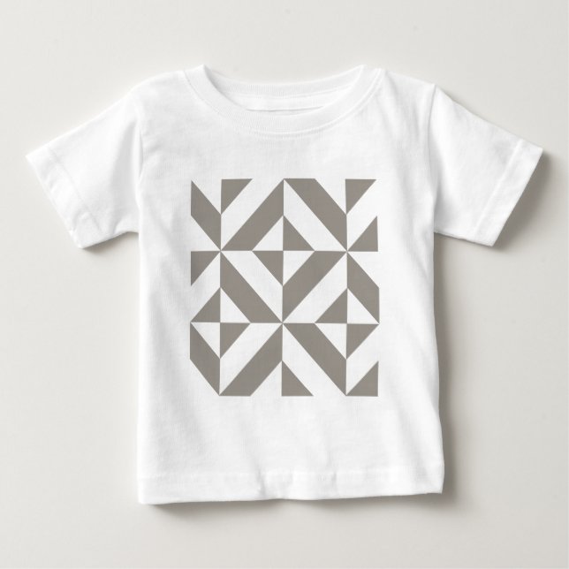 Camiseta De Bebé Patrón de cubo de deco geométrico gris plateado (Anverso)