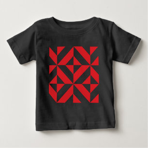 Camiseta De Bebé Patrón de cubo de decúbito geométrico de color roj