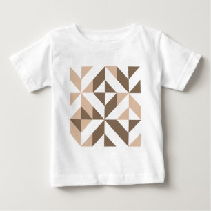 Camiseta De Bebé Patrón de cubo geométrico beige marrón