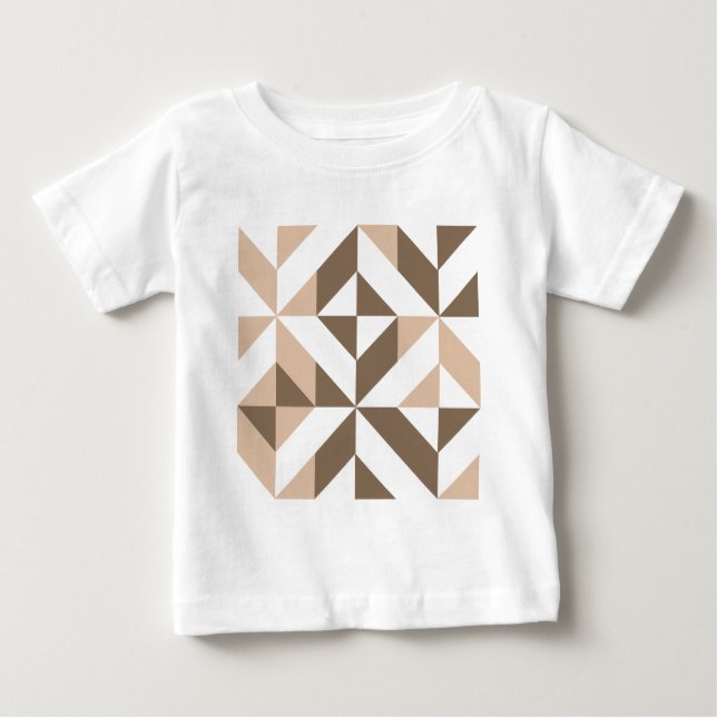 Camiseta De Bebé Patrón de cubo geométrico beige marrón (Anverso)