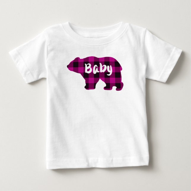 Camiseta De Bebé Patrón de doncella negra rosa de oso bebé (Anverso)