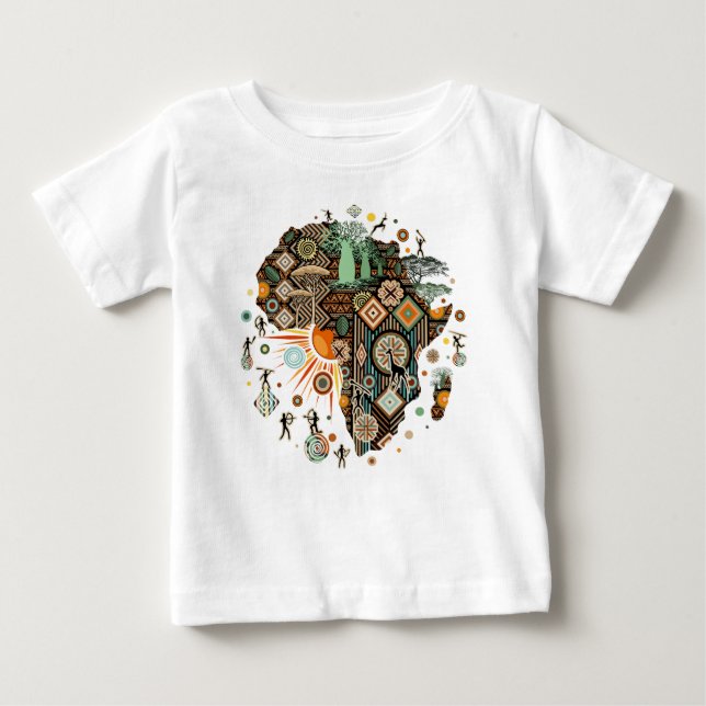 Camiseta De Bebé Patrón de elementos tribales decorativos del mapa  (Anverso)