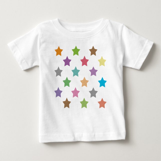 Camiseta De Bebé Patrón de estrellas coloridas (Anverso)