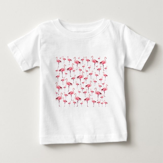 Camiseta De Bebé Patrón de flamenco rosado de verano tropical (Anverso)