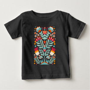 Camiseta De Bebé Patrón de Flor Otomi Arte Floral Mexicano