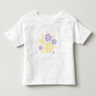 Camiseta De Bebé Patrón de flores - amarillo y púrpura pastel