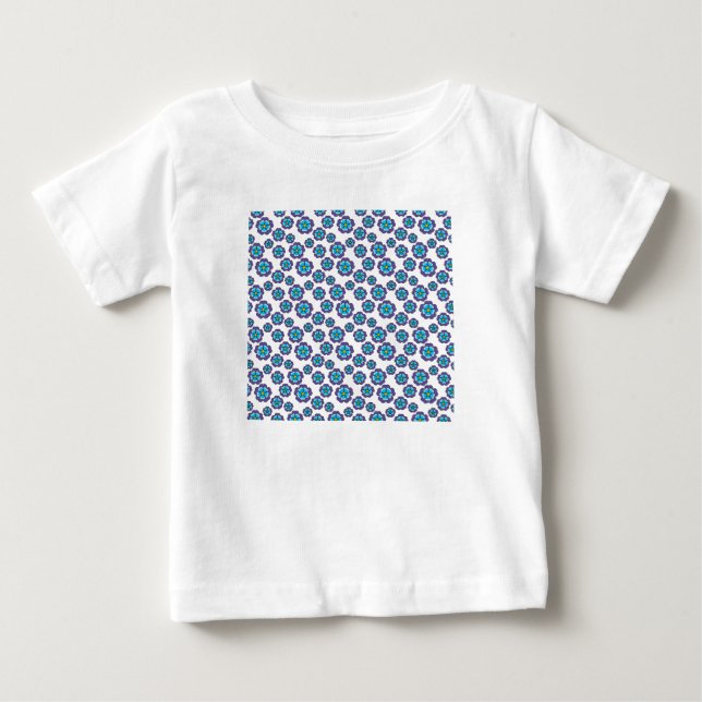 Camiseta De Bebé Patrón de Flores Azules Violeta (Anverso)