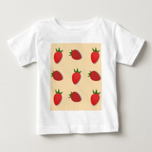 Camiseta De Bebé Patrón de fresa para buenas vibraciones en verano  (Anverso)