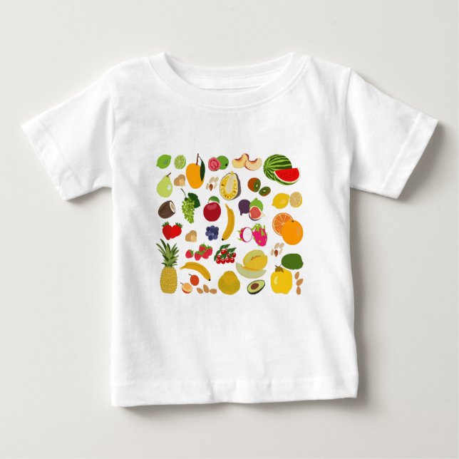 Camiseta De Bebé Patrón de fruta de verano colorido (Anverso)
