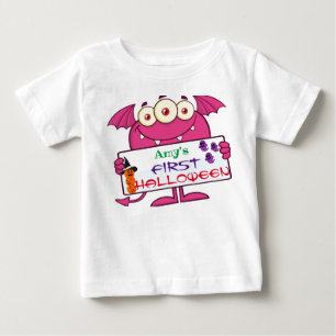 Camiseta De Bebé Patrón de Halloween de Monstruos Oídos 3