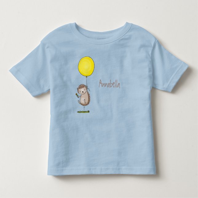 Camiseta De Bebé Patrón de hedgehog y personalizado de globos (Anverso)
