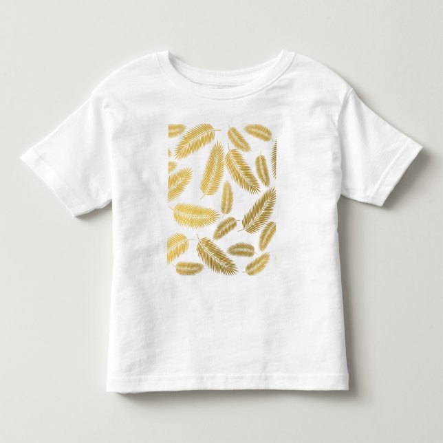 Camiseta De Bebé Patrón de hojas de palma de oro falso (Anverso)