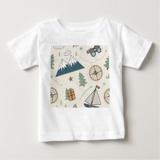 Camiseta De Bebé Patrón de iconos de mapas de viajes para niños
