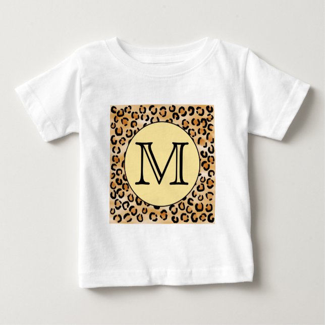 Camiseta De Bebé Patrón de impresión de monograma Leopardo personal (Anverso)