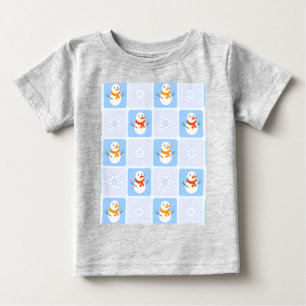 Camiseta De Bebé Patrón de invierno de snowman y copos de nieve