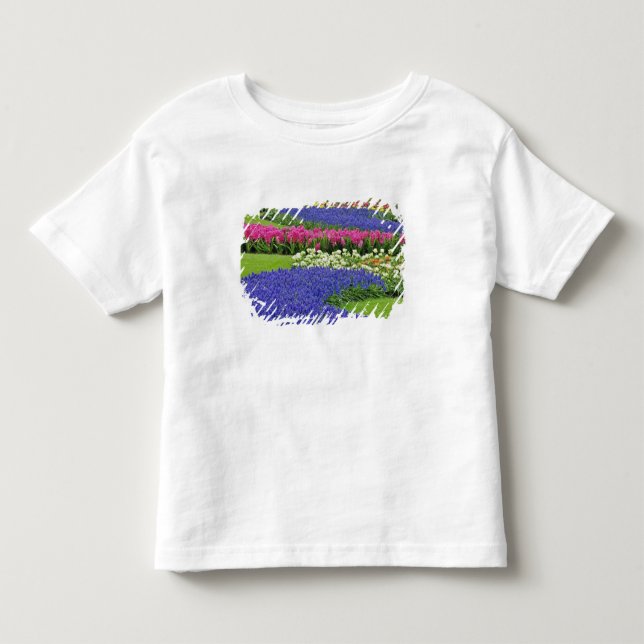 Camiseta De Bebé Patrón de jacinto de uva, tulipanes y 3 (Anverso)
