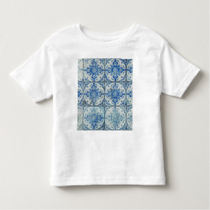 Camiseta De Bebé Patrón de mosaico portugués antiguo vintage - Azul