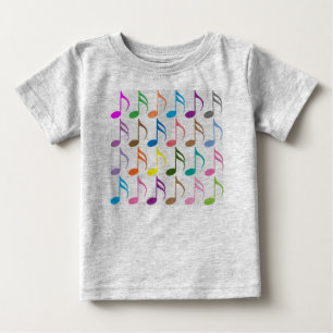Camiseta De Bebé Patrón de notas musicales coloridas