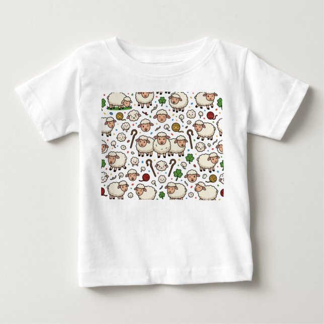 Camiseta De Bebé patrón de ovejas (Anverso)