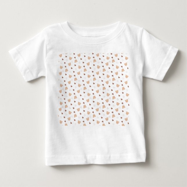 Camiseta De Bebé Patrón de peluche con corazón (Anverso)