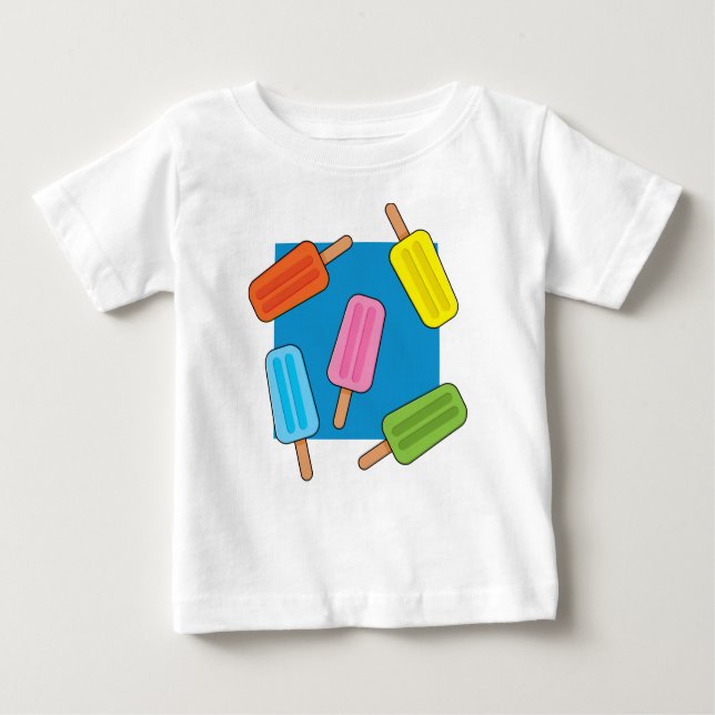 Camiseta De Bebé Patrón de Popsicles Coloridos (Anverso)