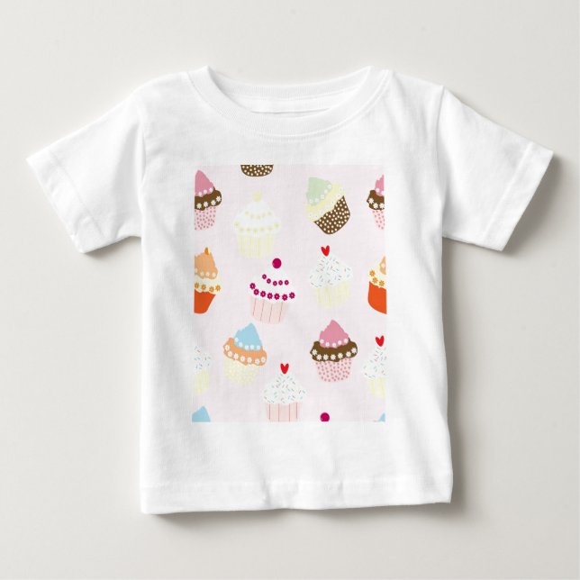 Camiseta De Bebé Patrón de postre de pastelitos de tarta (Anverso)