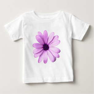 Camiseta De Bebé patrón de rayas con margaritas moradas