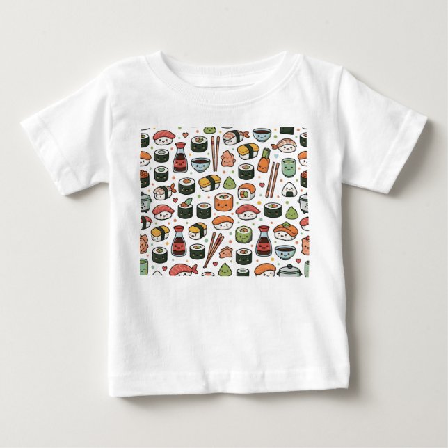 Camiseta De Bebé patrón de sushi (Anverso)