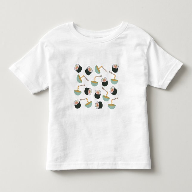 Camiseta De Bebé Patrón de sushi y fideos (Anverso)