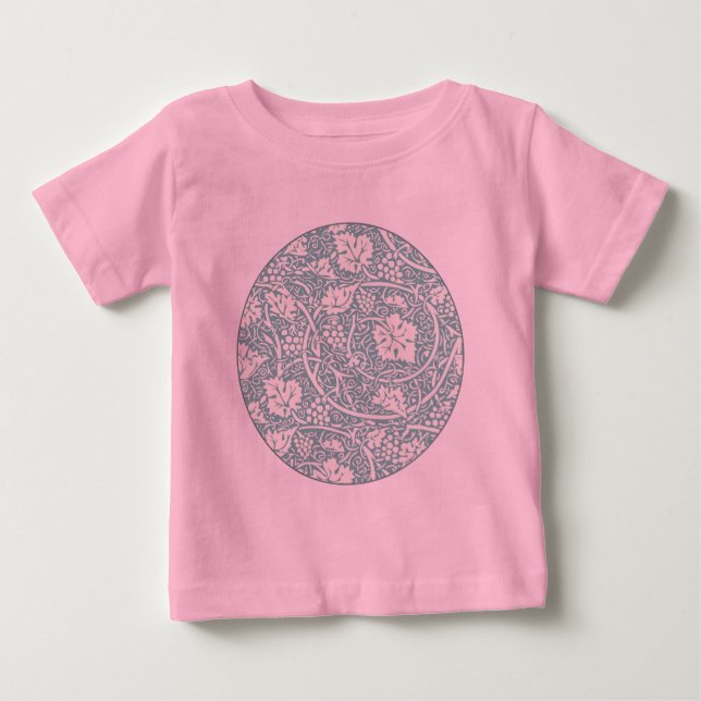 Camiseta De Bebé Patrón de uva William Morris turquesa (Anverso)